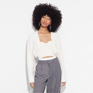 Women’s Oversized Cable Sweater Shrug - Wild Fable Off-White XXS